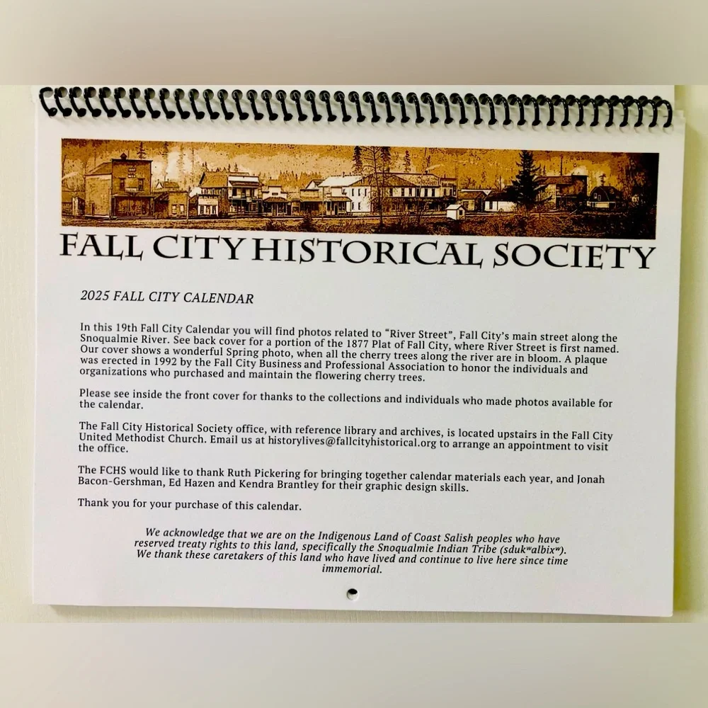 2025 Fall City Historical society Wall Calendar NEW Collectible Fall City, WA